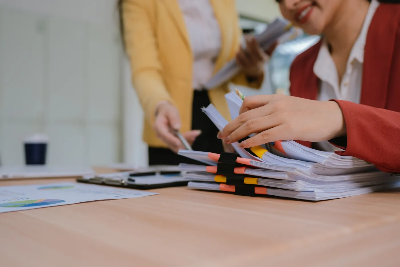 Reviewing documents under scrutiny during a mock inspection